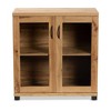 Zentra Wood 2 Door Storage Cabinet with Glass Doors Oak Brown/Black - Baxton Studio - 3 of 4