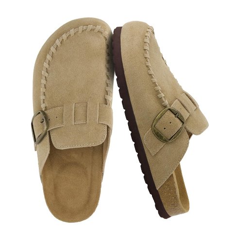 Женские сабо CUSHIONAIRE Canoe Genuine Suede Clogs for Women Footwear with Moc Toe Design –Casual Slip On Womens Shoes, Beige 8