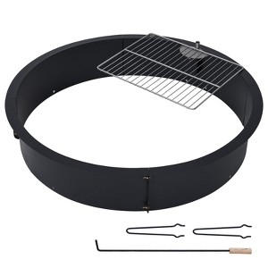 Smokeless Fire Pit, Round Wood Burning Fire Pits, Heavy Duty Firepits with Poker for Backyard, Bonfire, Outdoor 2.5mm Thickness Steel Black - 1 of 4