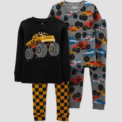 Image of Baby Boys' 4pc Monster Trucks Long Sleeve Snug Fit Pajama Set - Just One You® made by carter's 12M