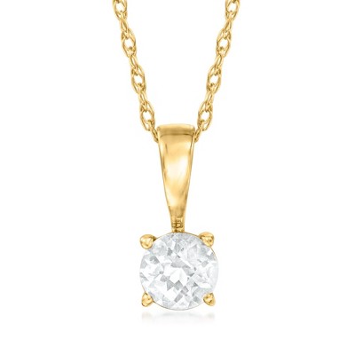 Pure Collection by Ross-Simons 0.20 Carat White Sapphire Pendant Necklace in 14kt Yellow Gold