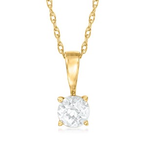 Pure Collection by Ross-Simons 0.20 Carat White Sapphire Pendant Necklace in 14kt Yellow Gold - 1 of 3