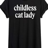 Women's - Instant Message - Childless Cat Lady White Oversized Graphic T-Shirt - 2 of 4