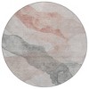 HomeRoots 8' Salmon And Gray Round Abstract Washable Indoor Outdoor Area Rug - 4 of 4