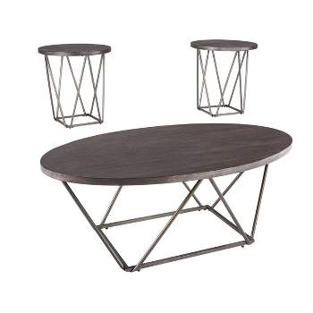 Set of 3 Neimhurst Occasional Table Sets Dark Brown - Signature Design by Ashley