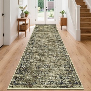 Washable Rugs for Living Room, Non Slip Low Pile Vintage Area Rugs for Bedroom - 1 of 4