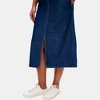 Knit & Lounge Women’s Denim Overall Dress Adjustable Tie Straps Straight Fit Maxi Length Sleeveless Layering Look - 4 of 4