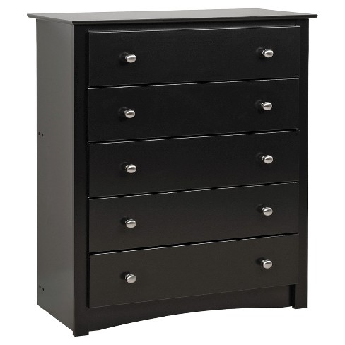 5 Drawer Dresser Black Prepac Target