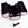 Aluminum Alloy Makeup Train Case Jewelry Organizer with Accordion Compartments for Travel and Professional Use - 2 of 4