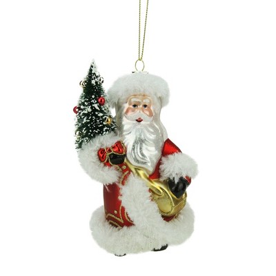 Northlight 5.5" Red and White Santa Claus with Tree Christmas Ornament