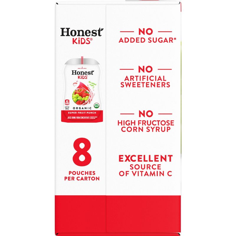 Honest Kids Super Fruit Punch Organic Juice Drinks - 8pk/6.75 fl oz Pouches, 4 of 12