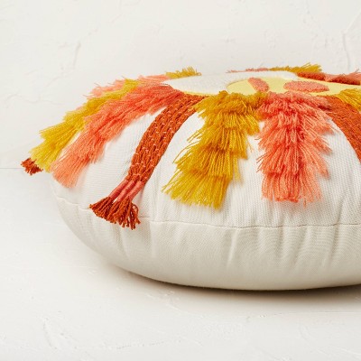 Fringed and Embroidered Sun Round Throw Pillow Gold - Opalhouse&#8482; designed with Jungalow&#8482;_0