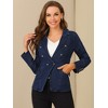 Allegra K Women's Regular Fit Casual Lapel Long Sleeve Denim Pockets Blazer - 2 of 4