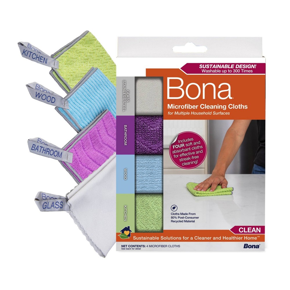 Photos - Garden & Outdoor Decoration Bona Value Pack Reusable Microfiber Cleaning Cloth - 4ct 