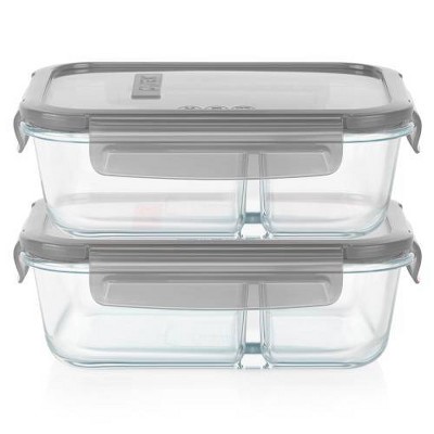 Pyrex Meal Box 4pc 3.4 Cup Rectangular Glass Food Storage Value Pack - Gray