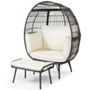 Costway 2 PCS Patio Wicker Lounge Basket Set Oversized Egg Chair with Soft Cushions - 2 of 4