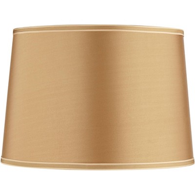 Springcrest Gold Medium Drum Lamp Shade with Gold Trim 14" Top x 16" Bottom x 11" High (Spider) Replacement with Harp and Finial