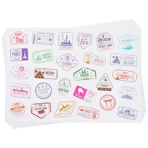Bright Creations 810 Count Vintage Travel Stickers, Passport Stamps for Kids, Scrapbooking, 27 Cities - 1 of 4