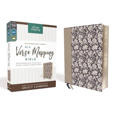 Niv, Verse Mapping Bible, Leathersoft, Navy Floral, Comfort Print - by  Zondervan (Leather Bound)