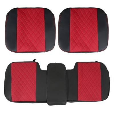 X AUTOHAUX Universal Breathable Leatherette Automotive Seat Pads Black Red Beige 1 Set