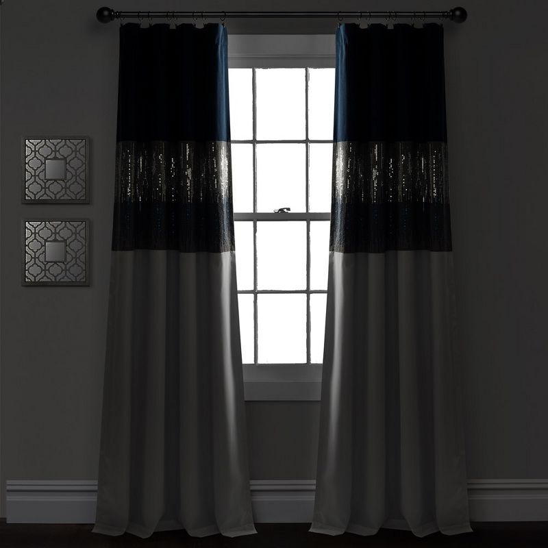 Night Sky 100% Lined Blackout Window Curtain Panel Navy/White Single 42X84, 2 of 7