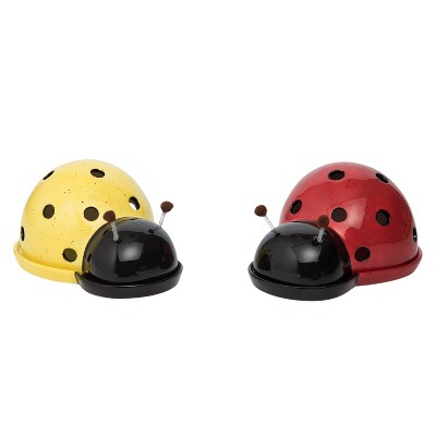 Transpac Ceramic Ladybug House Set of 2 Colorful Spring Home Decorations Animal Figurines for Your Decor