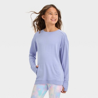 Girls' Cozy Soft Fleece Sweatshirt - All In Motion™ Black XS