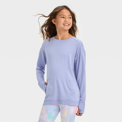 Girls' Cozy Lightweight Fleece Crewneck Sweatshirt - All In Motion™ Purple  Xl : Target