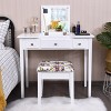 Tangkula Makeup Table Set w/Cushioned Stool for Girl Women Vanity Dressing Table Set White - 2 of 4