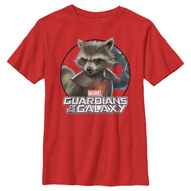 Boy's Marvel Guardians of the Galaxy Rocket Raccoon Portrait T-Shirt, 1 of 5