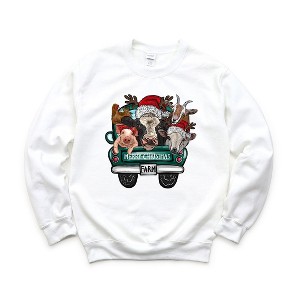 Simply Sage Market Women's Graphic Sweatshirt Merry Christmas Farm Truck - 1 of 2