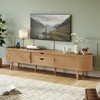 Polibi Mid-Century Modern Wooden Oval Fluted TV Stand with Charging Station - 2 of 4
