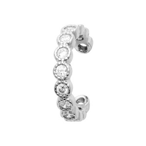 Saint Roman Sterling Silver Hoop Earrings with Zirconium Oxide, Rhodium Plated - 1 of 3