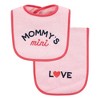 Hudson Baby Infant Girl Cotton Terry Bib and Burp Cloth Set, Bold Mom Dad, One Size - 3 of 4