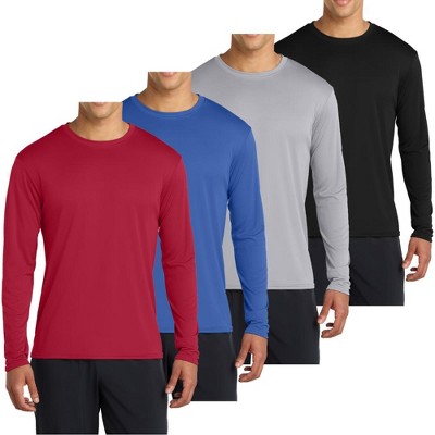 Mafoose 4-Pack Men's Long Sleeve Quick-Dry Performance T-shirts - UPF 50 Sun Protection