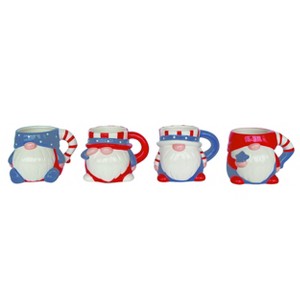 Transpac 4th of July Patriotic American Uncle Sam Gnome 4th of July Ceramic Mug Set of 4, Dishwasher Safe - 1 of 4
