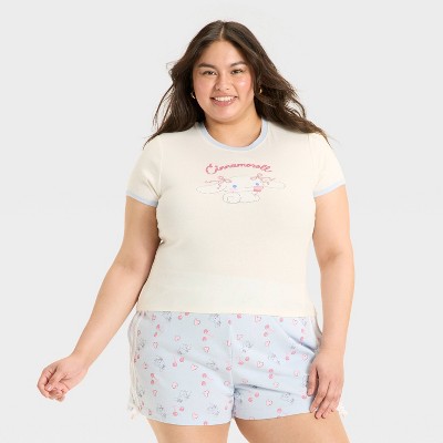 Women's Cinnamoroll Short Sleeve Graphic Baby T-Shirt - Ivory