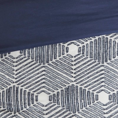Navy Full Cotton Jacquard Reversible Bedspread Set