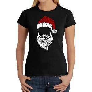 LA Pop Art Feliz Navidad Santa Claus - Women's Word Art T-Shirt - 1 of 4