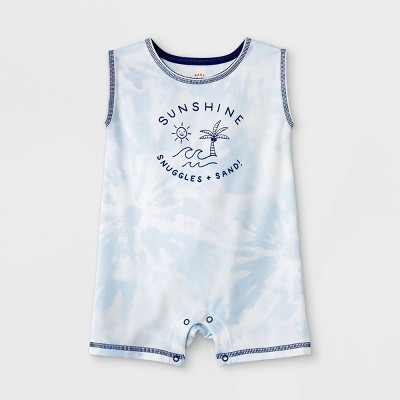 Image of Baby Boys' Sunshine Tie-Dye Romper - Cat & Jack™ Gray 12M