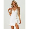 Allegra K Women's Satin Nightgowns V-Neck Solid Color Lace Cami Mini Pajama Dress - 2 of 4