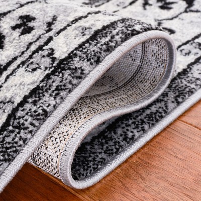 Brentwood Square Black/Ivory Hand-Knotted Synthetic Area Rug