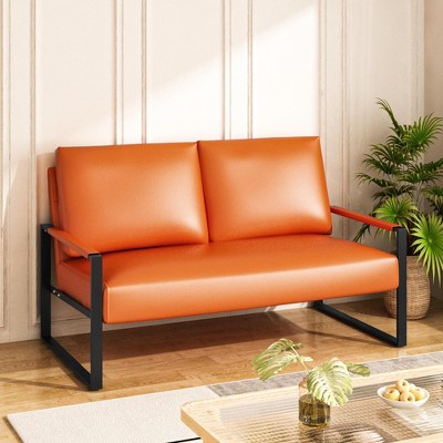 Hooseng 48.4" Loveseat Sofa, 2-Seater Living Room Couch with Premium Upholstery and Robust Metal Frame, Small Love Seat with Armrest for Home Office