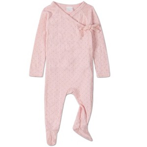 MiniMoi Baby and Toddler Girls "Little Hearts" Pointelle Rayon from Bamboo Blend Footie - 1 of 2
