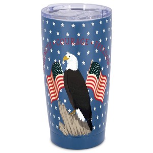 Elanze Designs Strength Courage Freedom Bald Eagle American Flag Wrap-Around Design 20 Ounce Stainless Steel On-The-Go Coffee Mug, Thermal Travel - 1 of 4