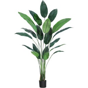 Acekool Artificial Bird of Paradise Plant , Adjustable Faux Leaves, Indoor Outdoor Faux Palm Tree - 1 of 4