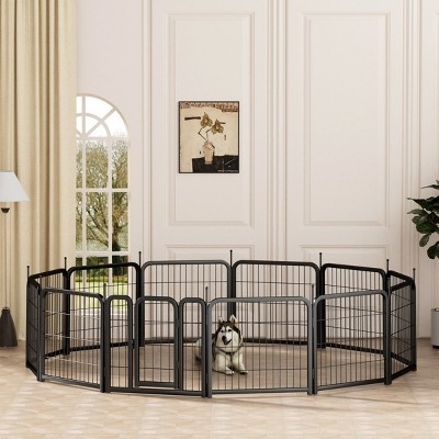 LAOTIES 24" Foldable Dog Playpen,12 Panel Metal Pet Exercise Pen for Small Dogs,Indoor Outdoor Portable Pet Enclosure