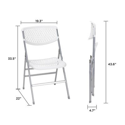White Metal and Plastic Armless Folding Chair