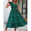 Women's Summer V Neck Smocked Maxi Dress Puff Sleeve Pregnancy Baby Shower Photoshoot Dress - 4 of 4