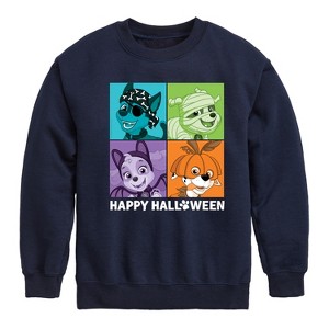 Boys' - Paw Patrol - Happy Halloween Character Grid Graphic Long Sleeve Fleece Sweatshirt - 1 of 4